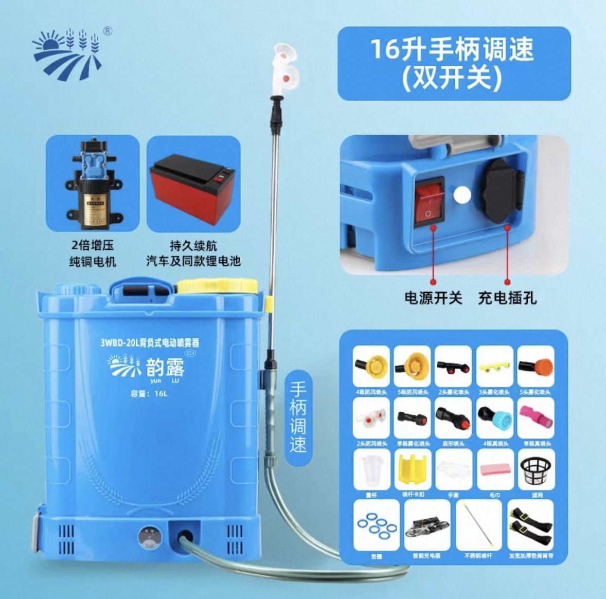 Electric Sprayer Backpack - 16L Electric Sprayer Agricultural Blower Intelligent
